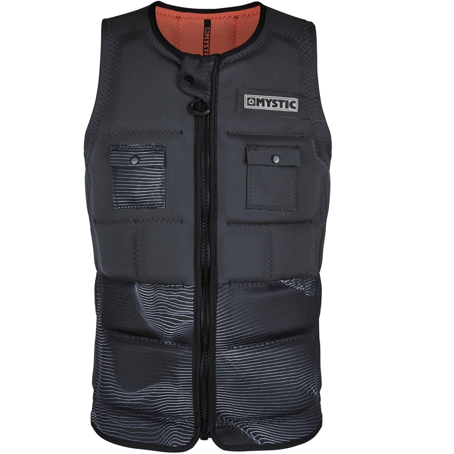 2023 Mystic PEACOCK Wake Boarding FrontZip Impact Vest Phantom Grey