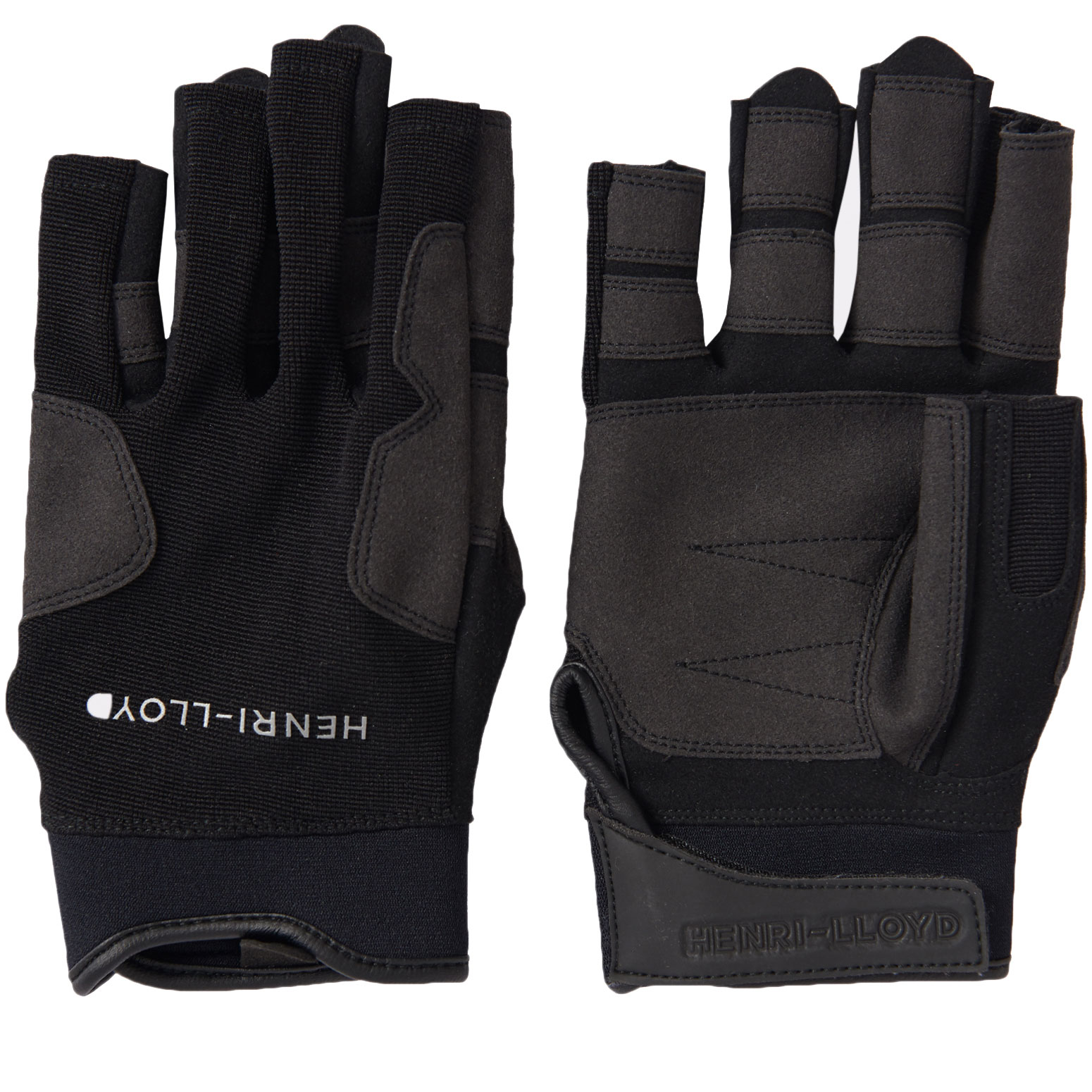 2021 Henri Lloyd Deck Grip Short Finger Sailing Gloves Black Coast