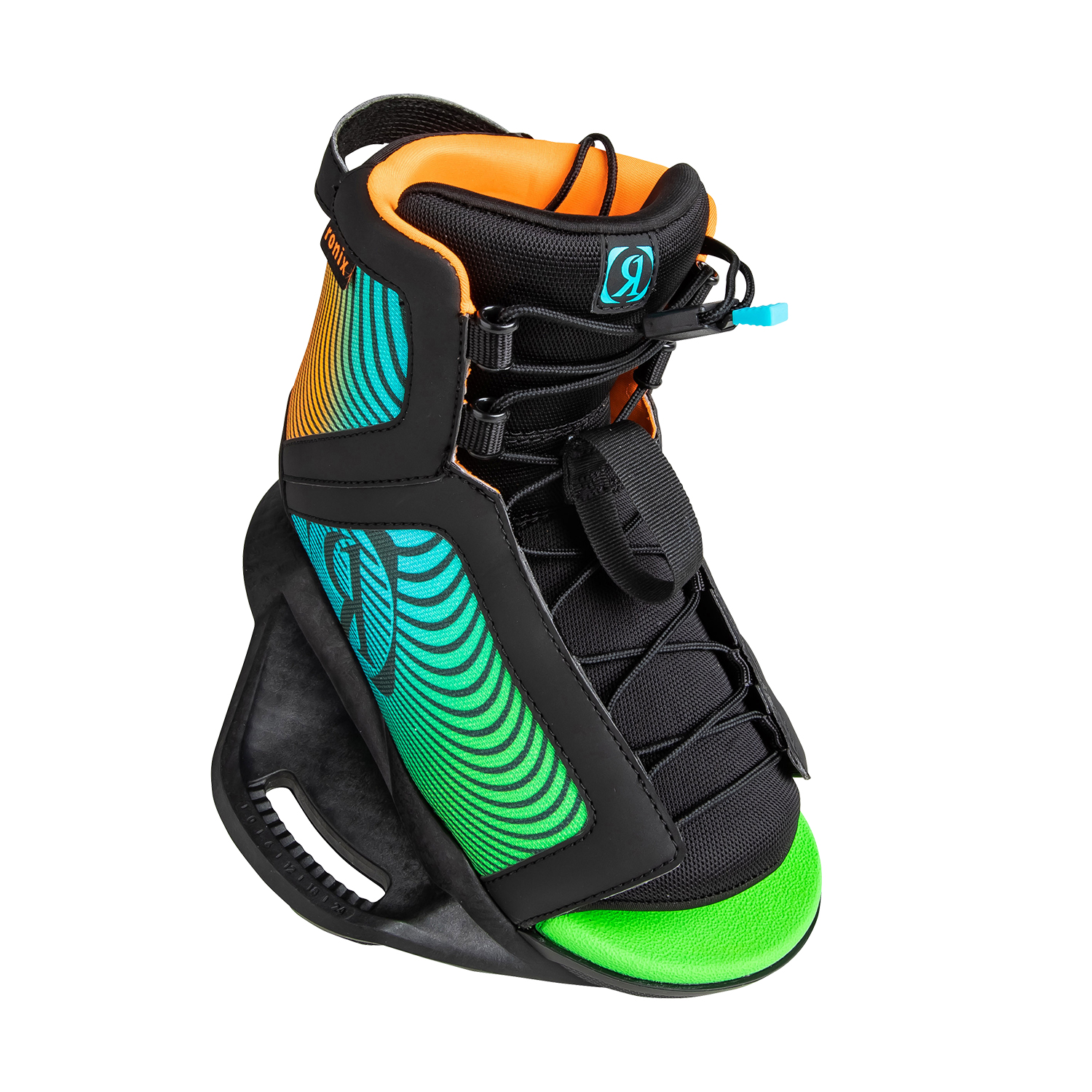 2020 Ronix Boy's Vision Wakeboard Boot Black/Orange/Green Coast