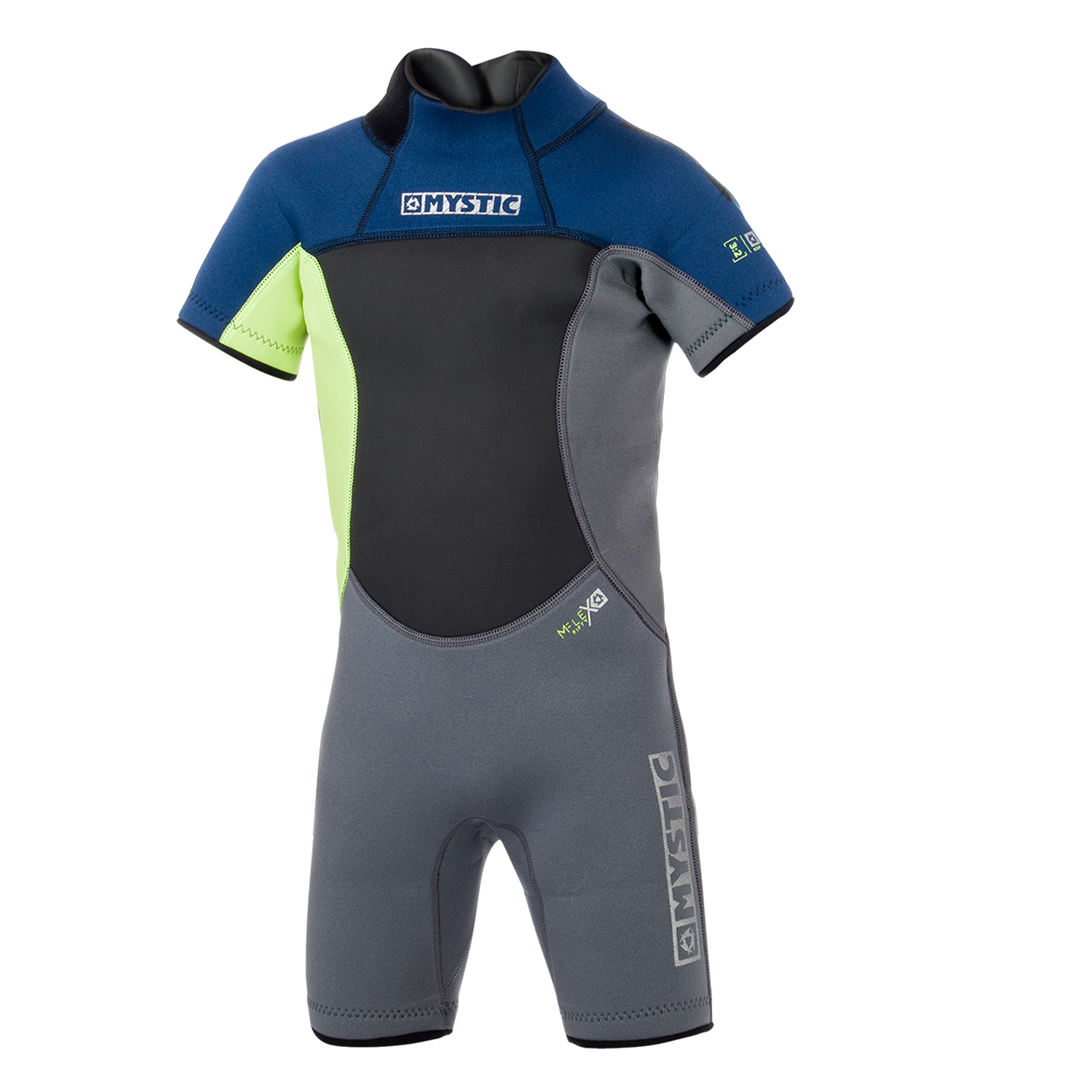 Mystic Junior Star 3/2mm BackZip Flatlock Shorty Wetsuit 2020 Navy