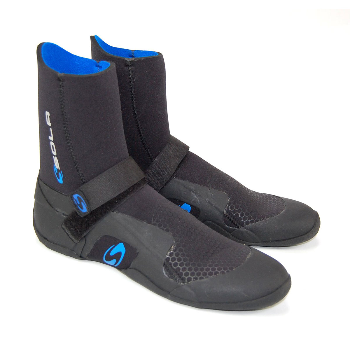 2020 Sola Strapped Power Boots 5mm Wetsuit Boots Black/Blue A1281