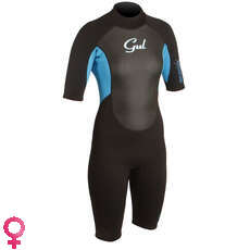 Gul Response Flatlock Shorty 3/2mm Womens Wetsuit - Black/Turq