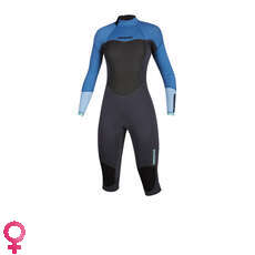 Mystic Womens Brand 3/2mm Back-Zip Flatlock Longarm Shortleg - Menthol Blue