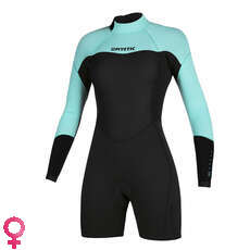 Mystic Womens Brand 3/2mm Back-Zip Flatlock Longarm Shorty - Mint Green