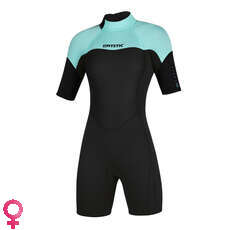 Mystic Womens Brand 3/2mm Back-Zip Flatlock Shorty Wetsuit - Mint Green