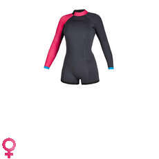 Mystic Womens Diva 2/2mm Back-Zip Longarm Shorty Wetsuit - Phantom Grey