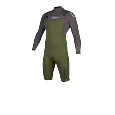 Mystic Star 3/2mm Double Front-Zip Long Arm Shorty Wetsuit - Grey/Green