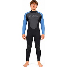 Typhoon Swarm3 3/2mm Back Zip Wetsuit - Black/Blue Steel 250981