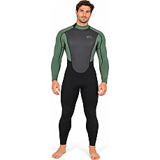 Typhoon Storm3 3/2mm Back Zip Wetsuit - Black/Green 250775