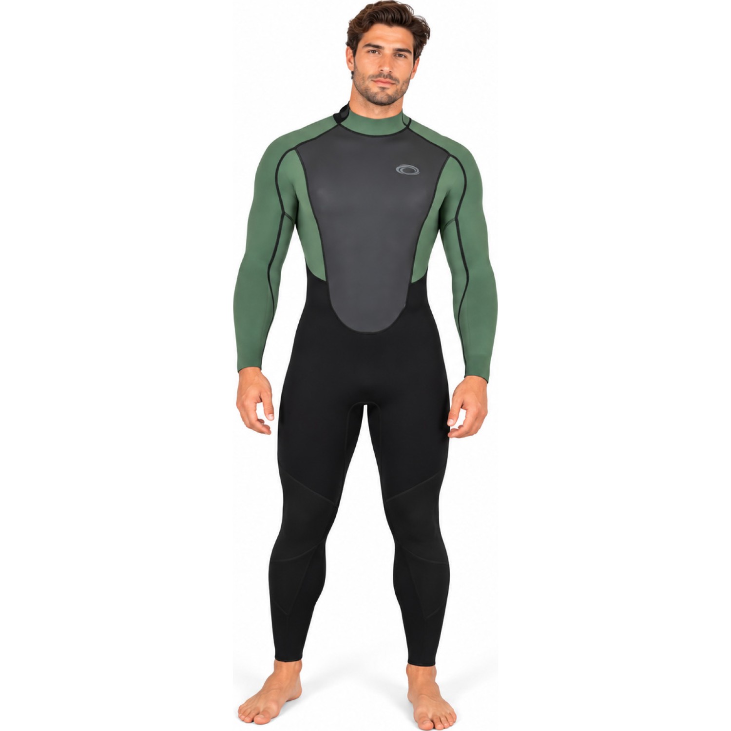Typhoon Storm3 3/2mm Back Zip Wetsuit - Black/Green 250775
