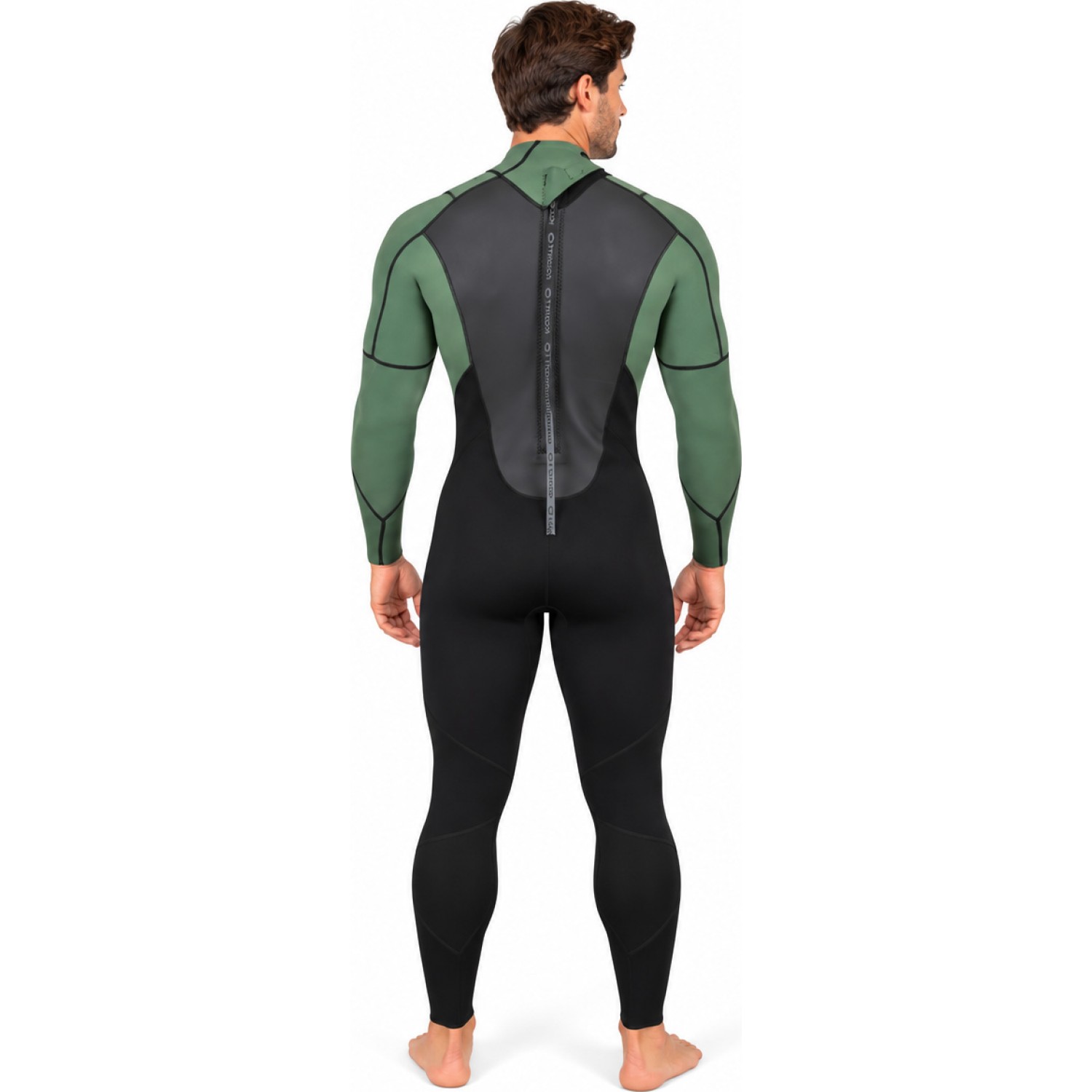 Typhoon Storm3 3/2mm Back Zip Wetsuit - Black/Green 250775