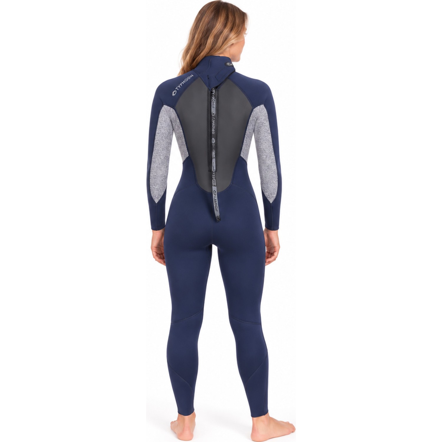 Typhoon Womens Storm3 3/2mm Backzip Wetsuit - Navy/ Grey Marl 250886