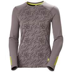 Helly Hansen Womens Lifa Active Graphic Crew Thermal Top - Sparrow Grey 49401