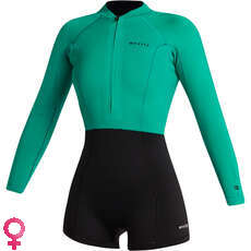 Mystic Womens Lunar 2/2mm Front-Zip Longarm Shorty Wetsuit - Black/Green 240112 Mystic Womens Lunar 2/2mm Front-Zip Longarm Shorty Wetsuit - Black/Green 240112