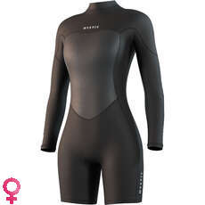 Mystic Womens Brand 3/2mm Back-Zip Long Arm Shorty Wetsuit - Black 250063