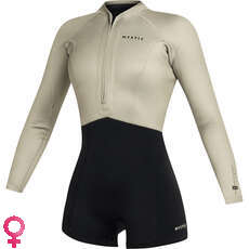 Mystic Womens Lunar 2/2mm Front-Zip Longarm Shorty Wetsuit - Dirty White 240112