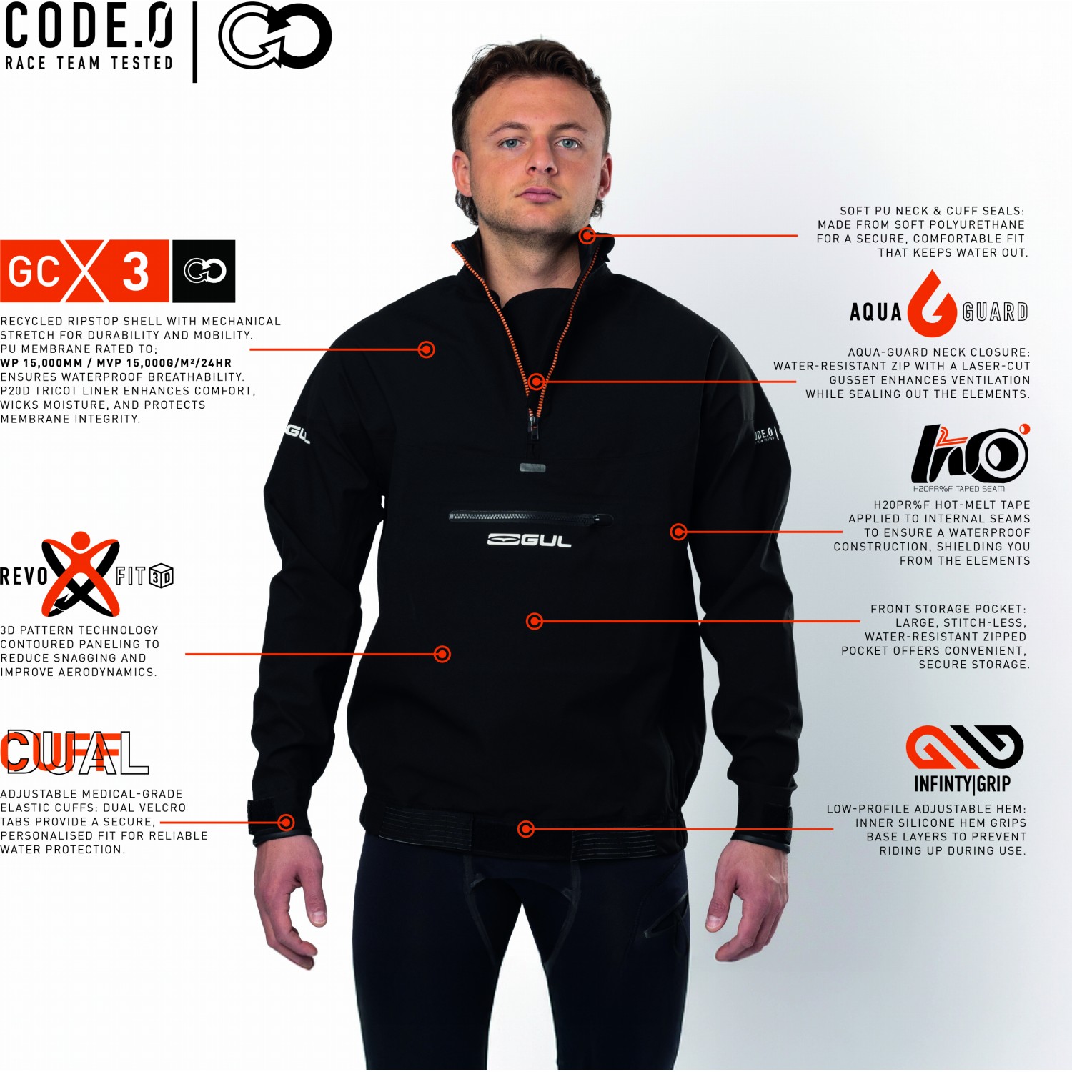 Gul Code Zero Spray Top 2026 - Black/Orange ST0028