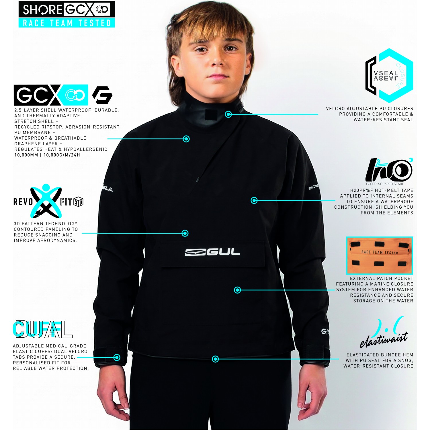 Gul Junior Shore Recore Graphene Taped Spray Top 2026 - Black ST0030
