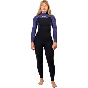 Gul Womens Flexor Yulex 4/3mm BS Backzip Wetsuit - Black / Tye Bird FX1223