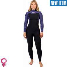Gul Womens Flexor Yulex 4/3mm BS Backzip Wetsuit - Black / Tye Bird FX1223