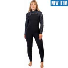 Gul Womens Flexor Yulex 5/4mm BS Chestzip Wetsuit - Black / Scatter Palm FX1227