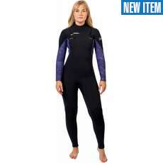 Gul Womens Flexor Yulex 5/4mm BS Chestzip Wetsuit - Black / Tie Bird FX1227