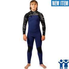 Gul Junior Flexor Yulex 3/2mm Cheszip Wetsuit  - Blue/Smoke
