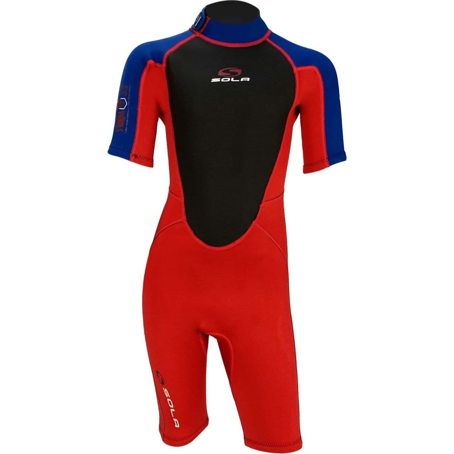 Sola Junior Storm 3/2mm Shorty Wetsuit - Red Blue A1723