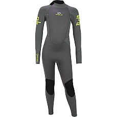 Sola Kids Fire 5/4mm Back Zip Wetsuit - Asphalt/Lime A1508