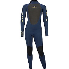 Sola Kids Pheonix 4/3mm Back Zip Wetsuit - Navy/Yellow