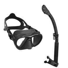 Cressi Quantum Scuba Mask & Itaca Dry Snorkel Set - Black
