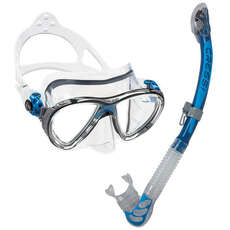 Cressi Big Eyes Evolution & Alpha Dry Top Mask & Snorkel Set - Blue