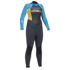 Gul Junior RESPONSE 5/3mm Blind Stitch  Steamer Wetsuit - Graphite/Cyan