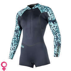 Mystic Womens DIVA 3/2mm Longarm Front-Zip Shorty - Grey