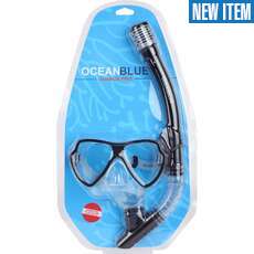 Ocean Blue AV-Pro Mask and Snorkel Set - Twin Lens - Adult - Black