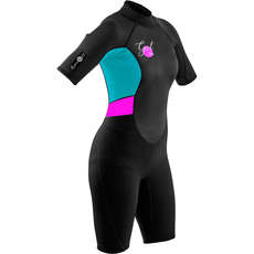 Gul Womens Response 3/2mm FL Shorty Wetsuit - Black/Cyan - RE3318-B7