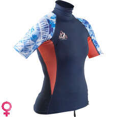Gul Womens SWAMI Short Sleeve Rash Vest / Guard - Navy/Orange - RG0330-B7