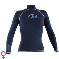 Gul SWAMI Long Sleeve Womens Rash Vest/Guard 2023- India Ink/Acid Blue