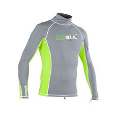 Gul XOLA Long Sleeve Mens Rash Vest / Guard - Deep Grey/F.Lime