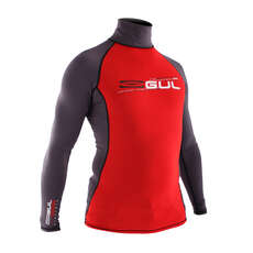 Gul XOLA Long Sleeve Mens Rash Vest / Guard - Red/Deep Grey