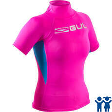 Gul Junior Girls Short Sleeve Rashvest - Pink/Blue- RG0345-B7