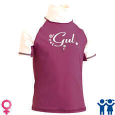 Gul Short Sleeve Junior Girls Rash Vest / Guard - Cloudberry/White