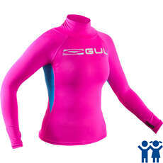 Gul Junior Girls Long Sleeve Rash Vest / Guard - Pink/Blue - RG0346-B7