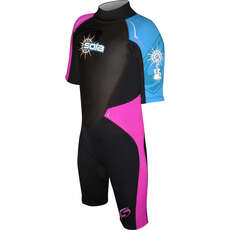 Sola Girls Storm 3/2mm Shorty Wetsuit  - Pink/Turquose A1103