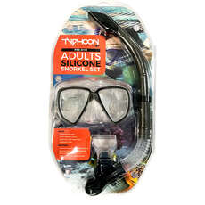 Typhoon Pro Mask & Snorkel Set - Adult - Black/Clear