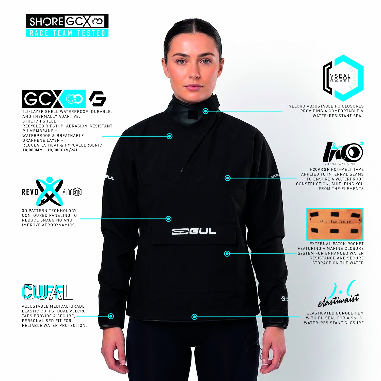Gul Shore Recore Graphene Taped Spray Top 2026 - Black ST0030