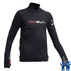 Gul Junior Flatlock Thermal Long Sleeve Rashguard - Black/Black
