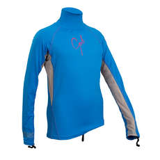 Gul Junior Girls Long Sleeve Rashvest - Blue/Silver