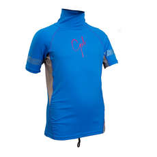 Gul Junior Girls Short Sleeve Rashvest - Blue/Silver Gul Junior Girls Short Sleeve Rashvest - Blue/Silver