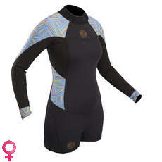 Gul Ladies Surflite 2mm Flatlock Springsuit Wetsuit - Black/Lines